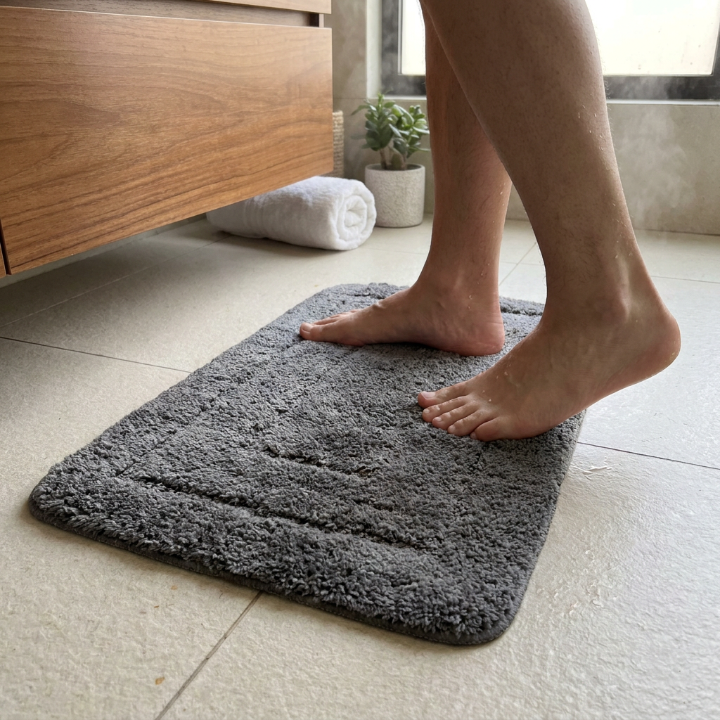 Alfombra de Baño Edge Gris Oscuro 40 x 60 cm