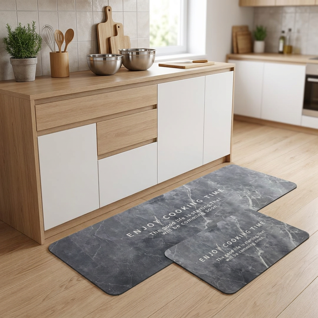 Set Alfombras Antideslizantes Marble Grey