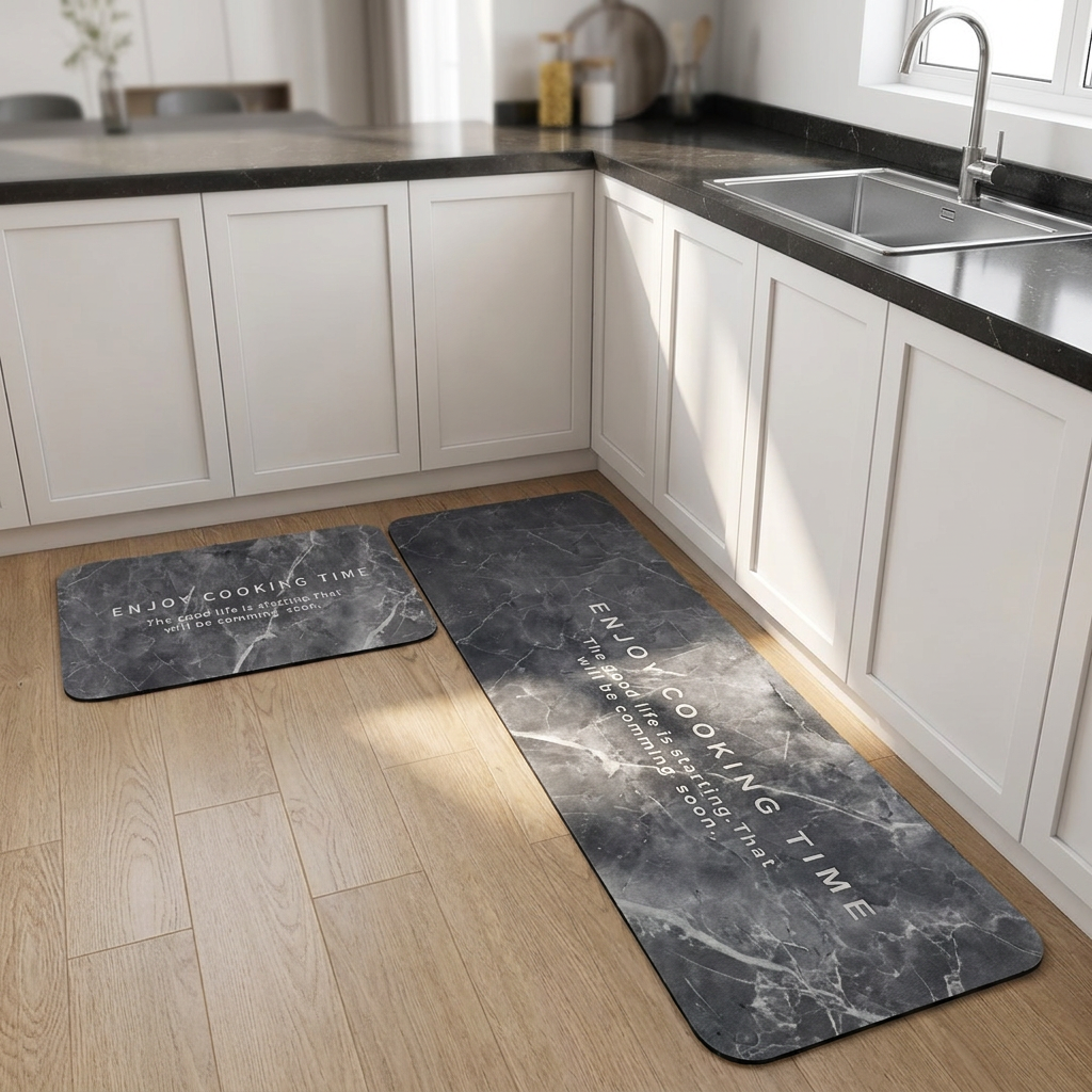 Set Alfombras Antideslizantes Marble Grey