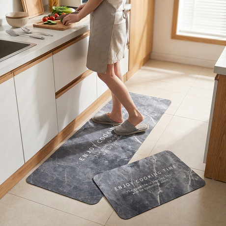 Set Alfombras Antideslizantes Marble Grey