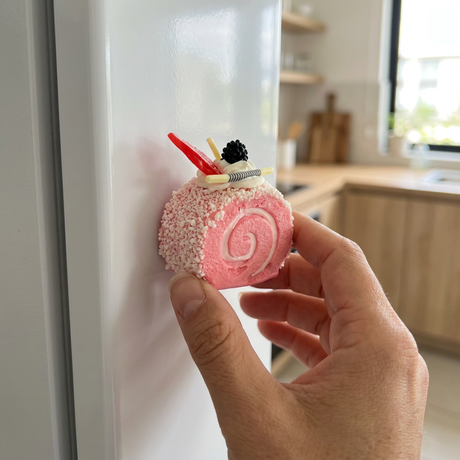 Imán Roll Cake Strawberry Rose