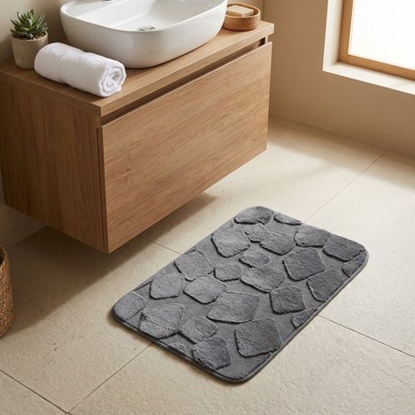 Alfombra de Baño Stone Soft Gris 40 x 60 cm