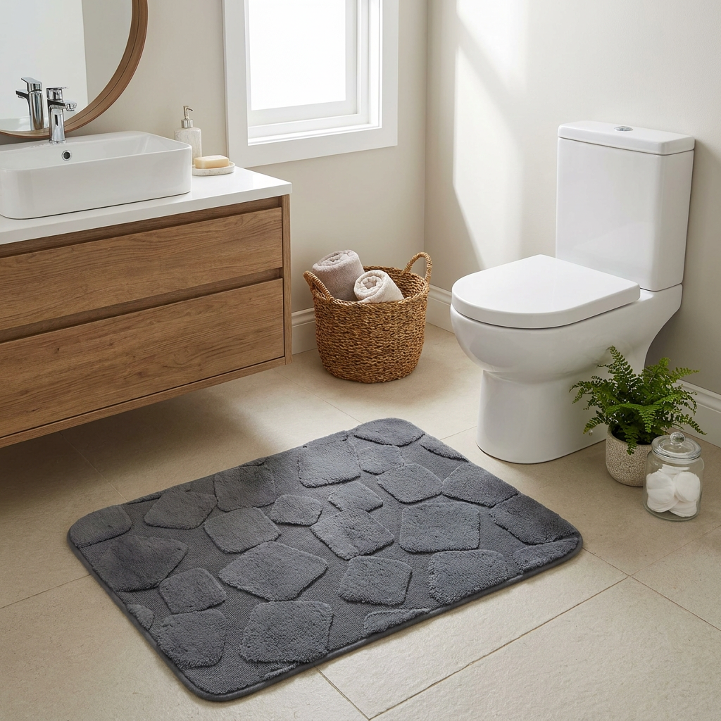 Alfombra de Baño Stone Soft Gris 40 x 60 cm