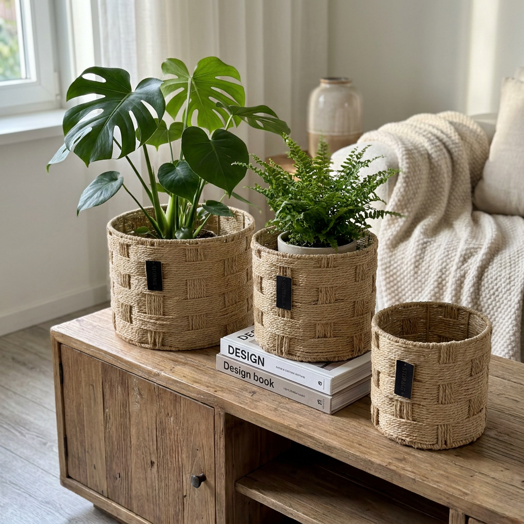 Set x3 Canastos Storage Weave Redondos