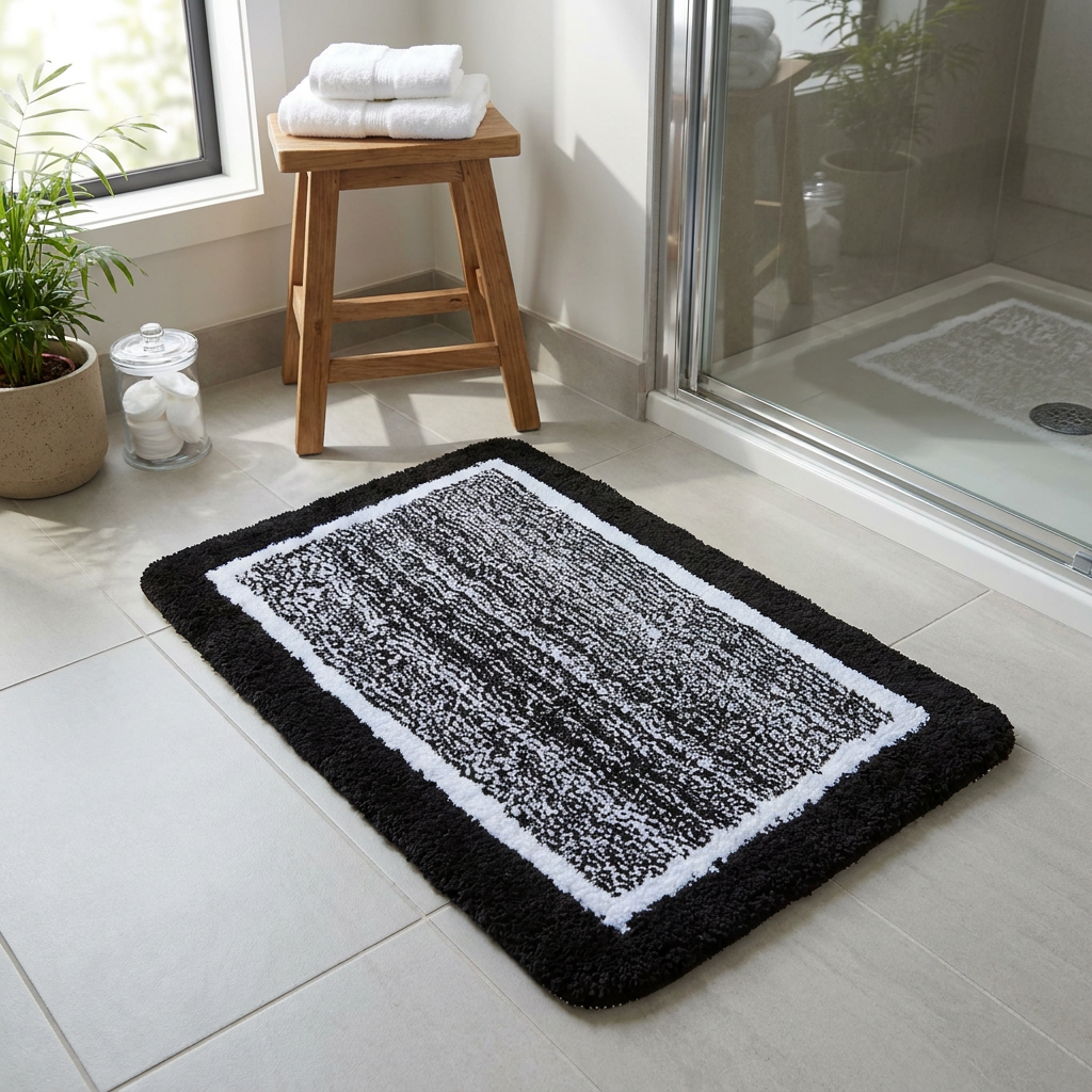 Alfombra de Baño Frame Negra 50 x 80 cm