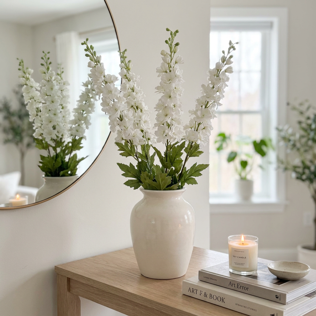 Delphinium White Stem 89 cm