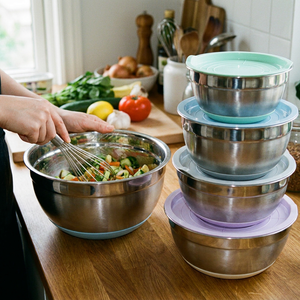 Set 5 Bowls Acero con Tapa Color