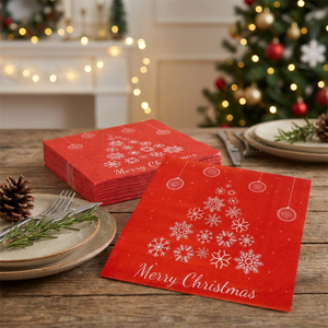 Paquete de Servilletas Merry Christmas Red