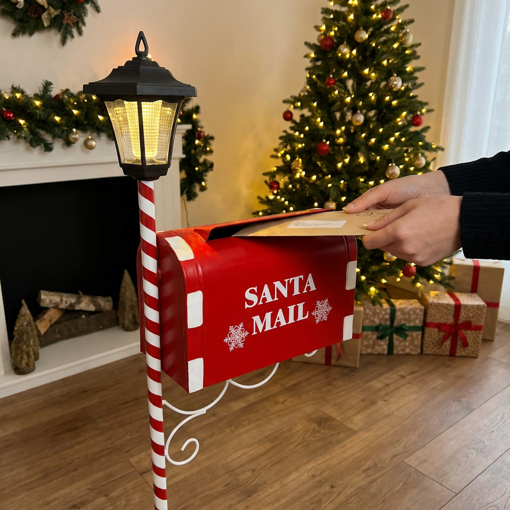 Santa Mailbox con Farol Solar 122 cm