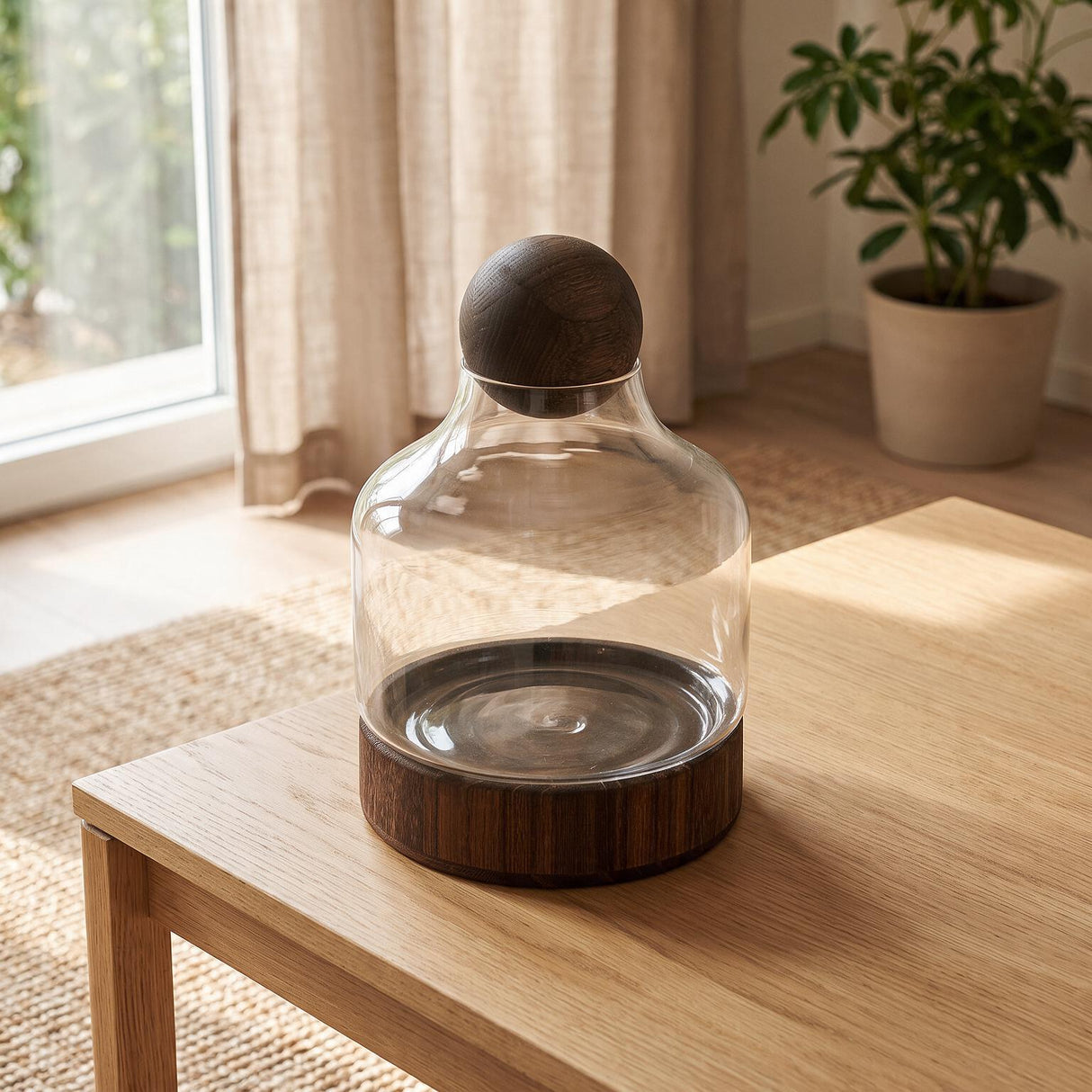Jarrón Nara Vidrio y Madera 25 cm
