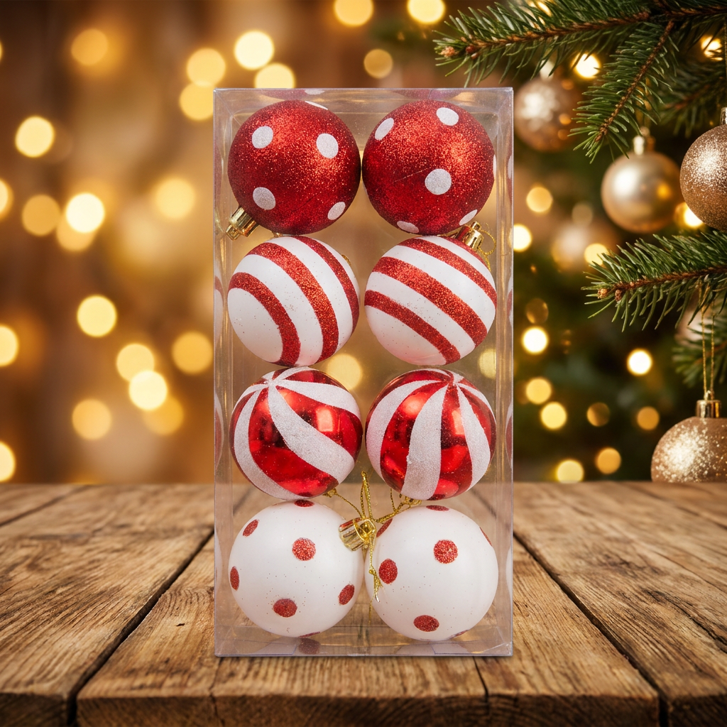 Set x8 Esferas Peppermint 6 cm