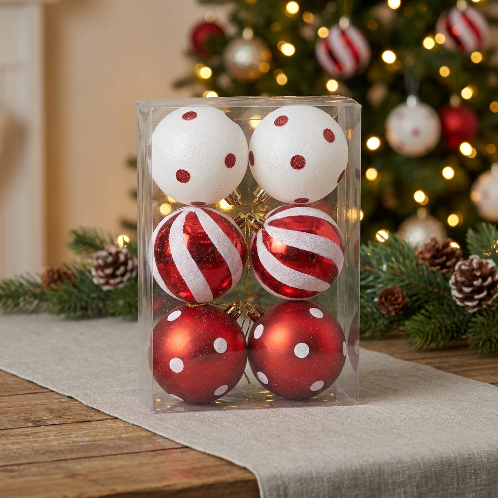 Set x6 Esferas Peppermint 8 cm