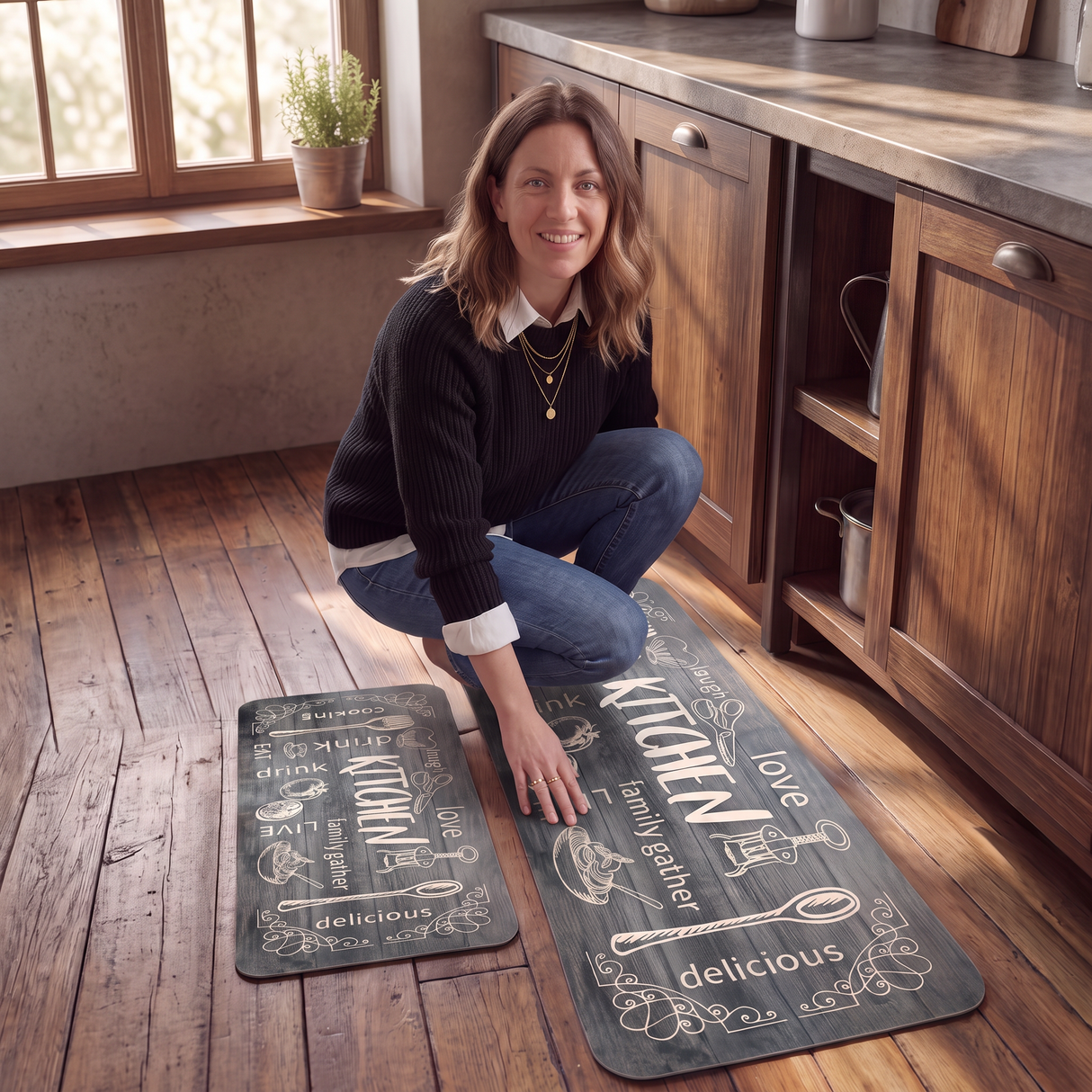 Set Alfombras Antideslizantes Kitchen Gris