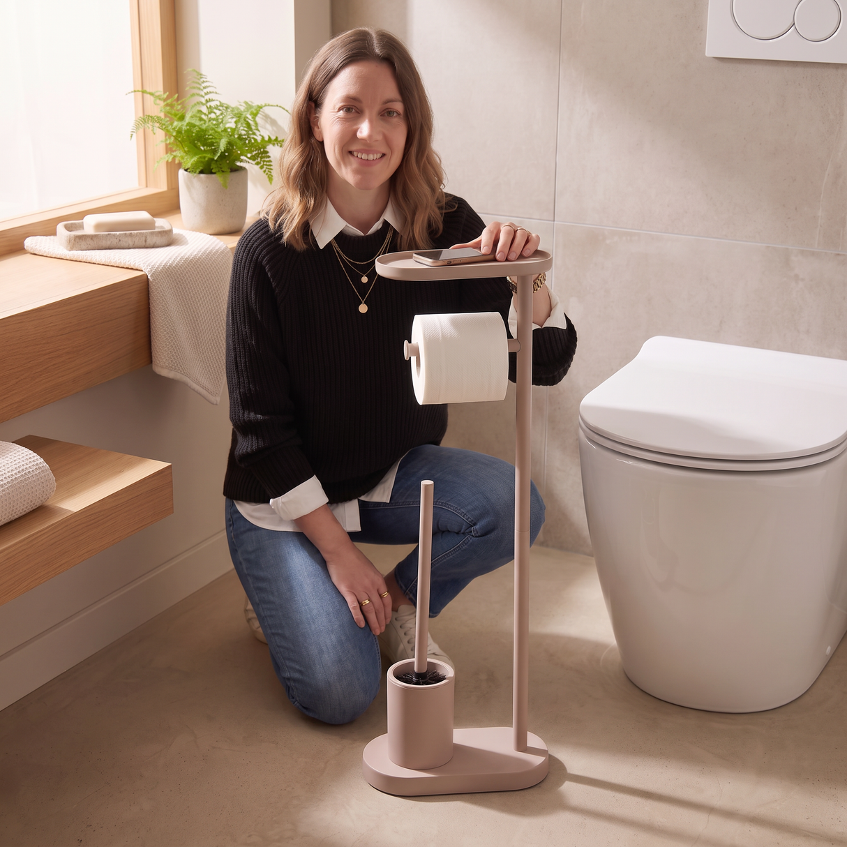 Porta Papel Higiénico Stand Beige
