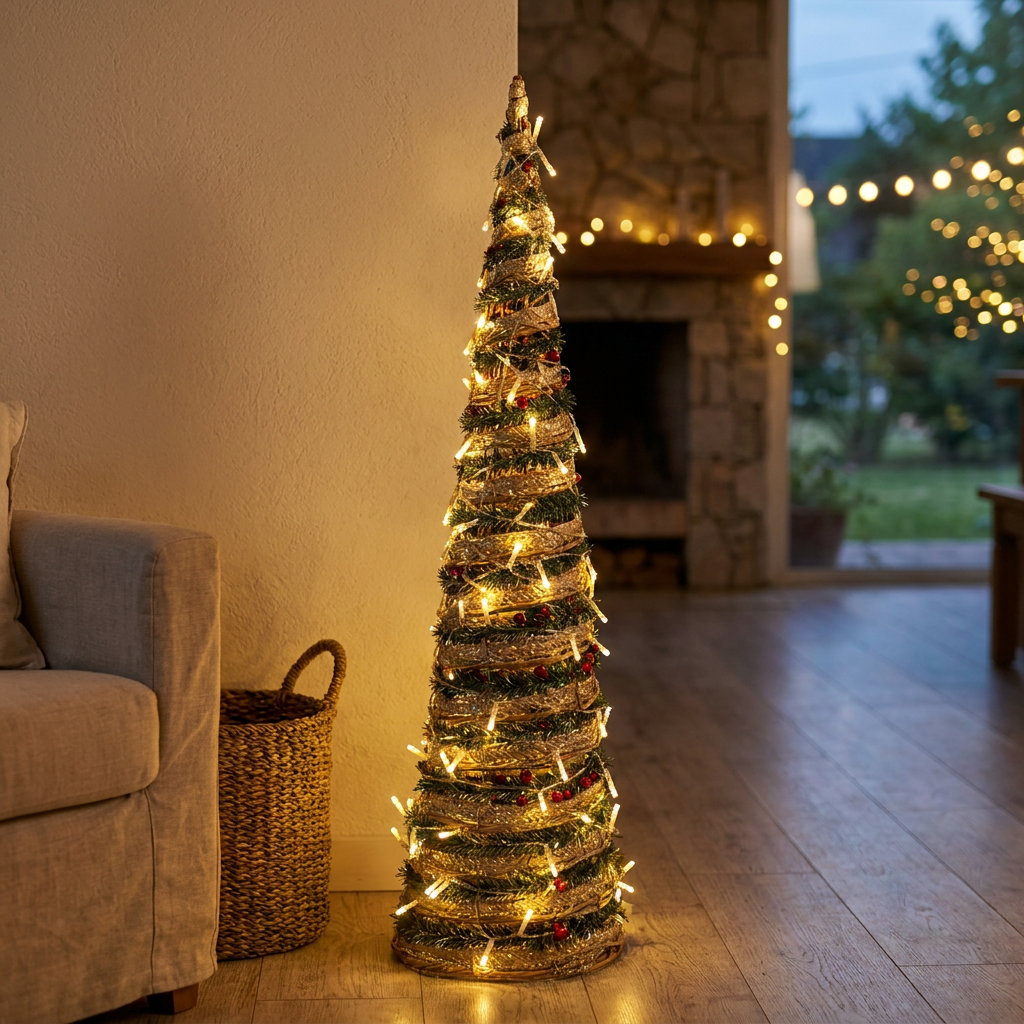 Árbol Golden Wrap Luminoso 80 cm