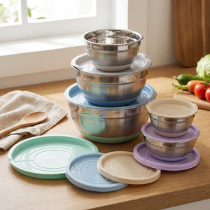 Set 5 Bowls Acero con Tapa Color