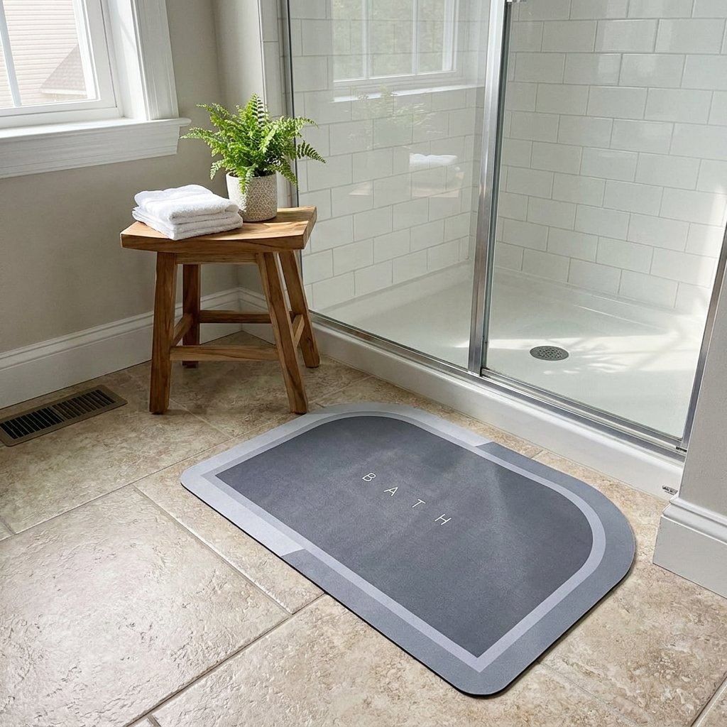 Alfombra Antideslizante Bath Black Curve