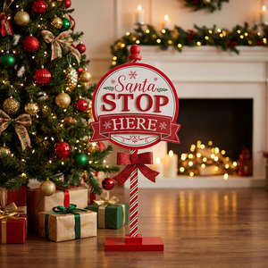 Señal Navideña Santa Stop Here 65 cm