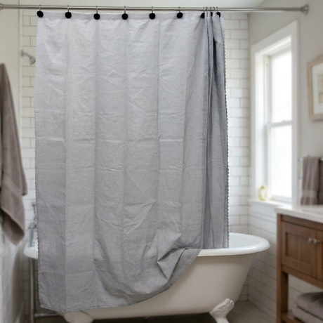 Cortina de Baño Lino Look Gris