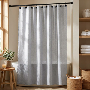 Cortina de Baño Lino Look Gris