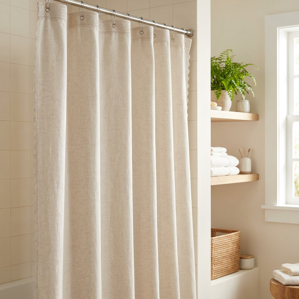 Cortina de Baño Lino Look Beige