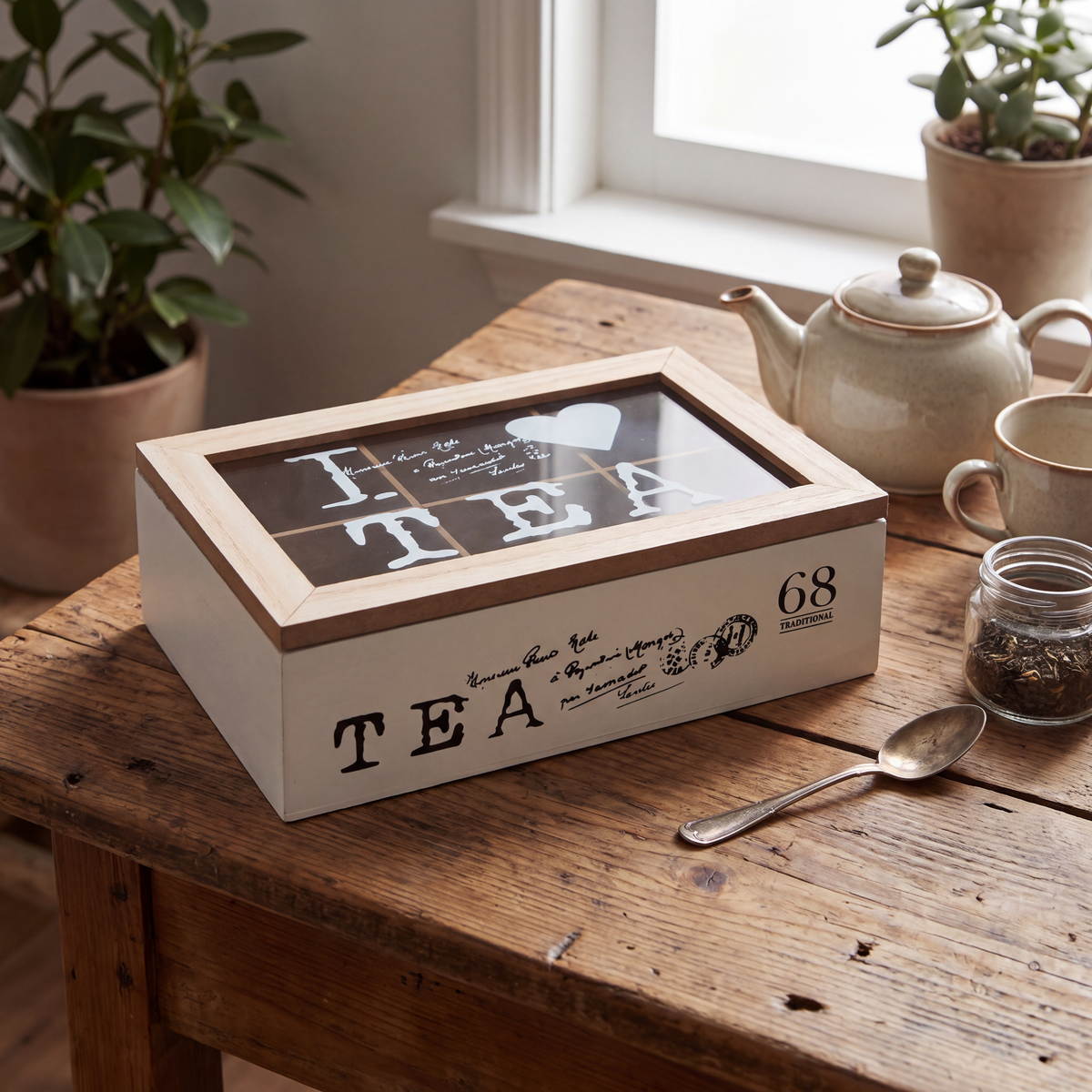 Caja de Te 24x17x7 cm tapa Brown