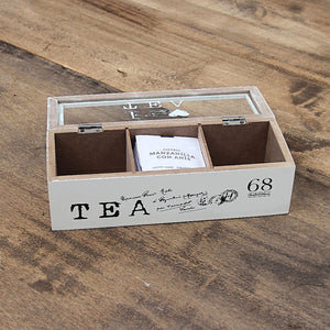 Pack 4 Tazas de Té Positano Crema/Caja de té Vintage 23cmx9cmx7cm