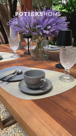 Pack 4 Tazas Positano Gris/Tetera Hierro Azul