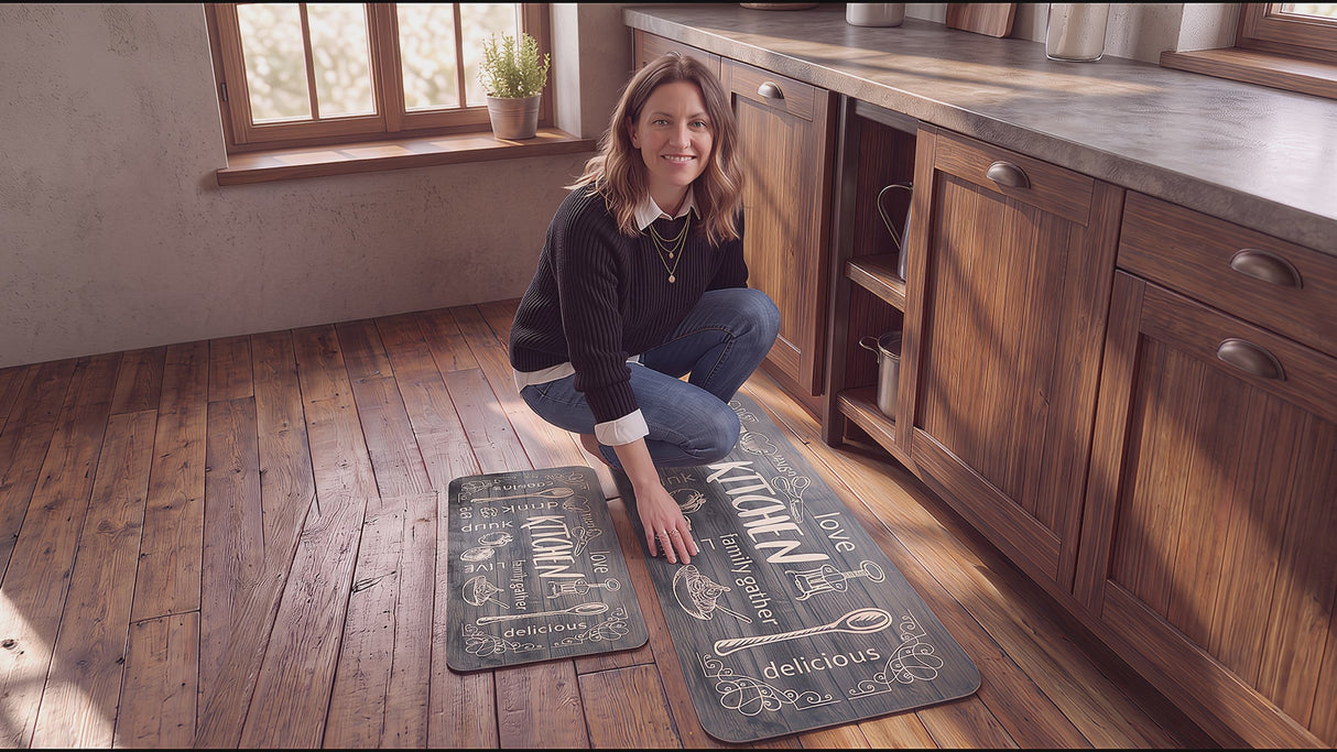 Set Alfombras Antideslizantes Kitchen Gris