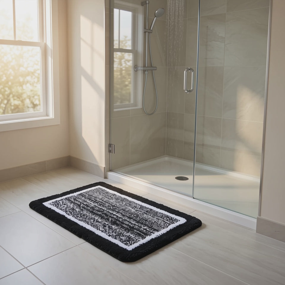 Alfombra de Baño Frame Negra 50 x 80 cm