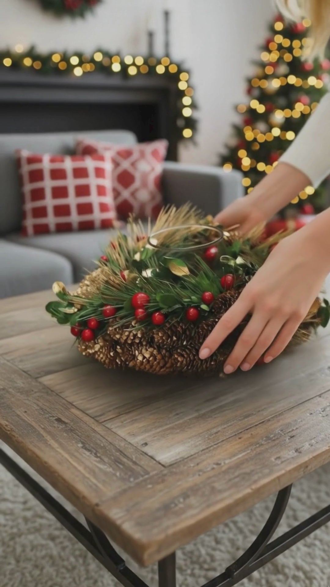 Corona Navideña con Portavela