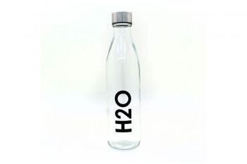 Botella Vidrio H2O Black