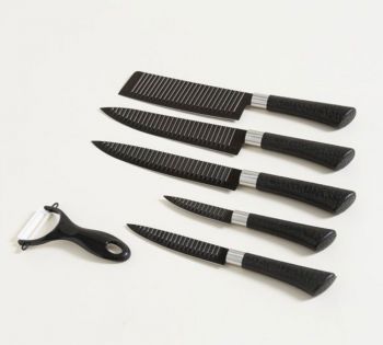 Set x 5 Cuchillos Hoja Negra Acanalada